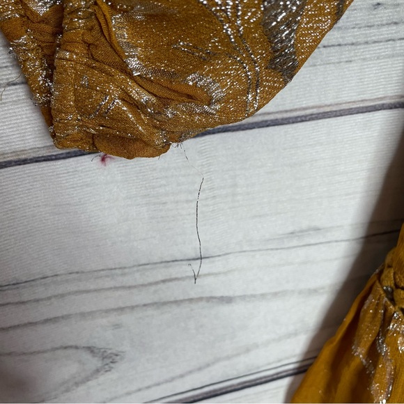 Anthropologie Maeve gold flounce skirt dress petite M - Picture 7 of 14